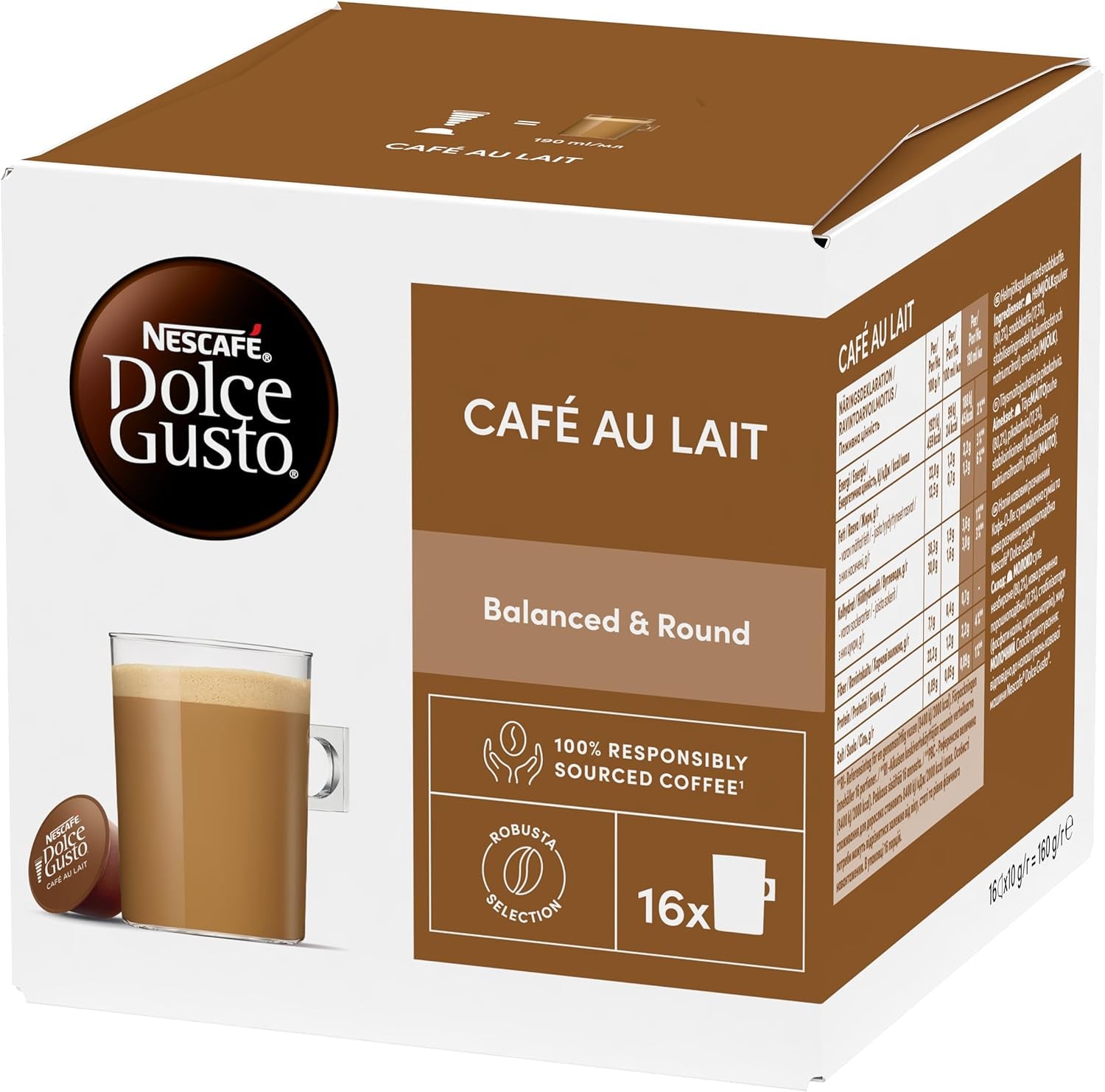 Nescafe Dolce Gusto – Dolce Gusto Café au Lait 16 KAPSUŁEK 160 g (X6)
