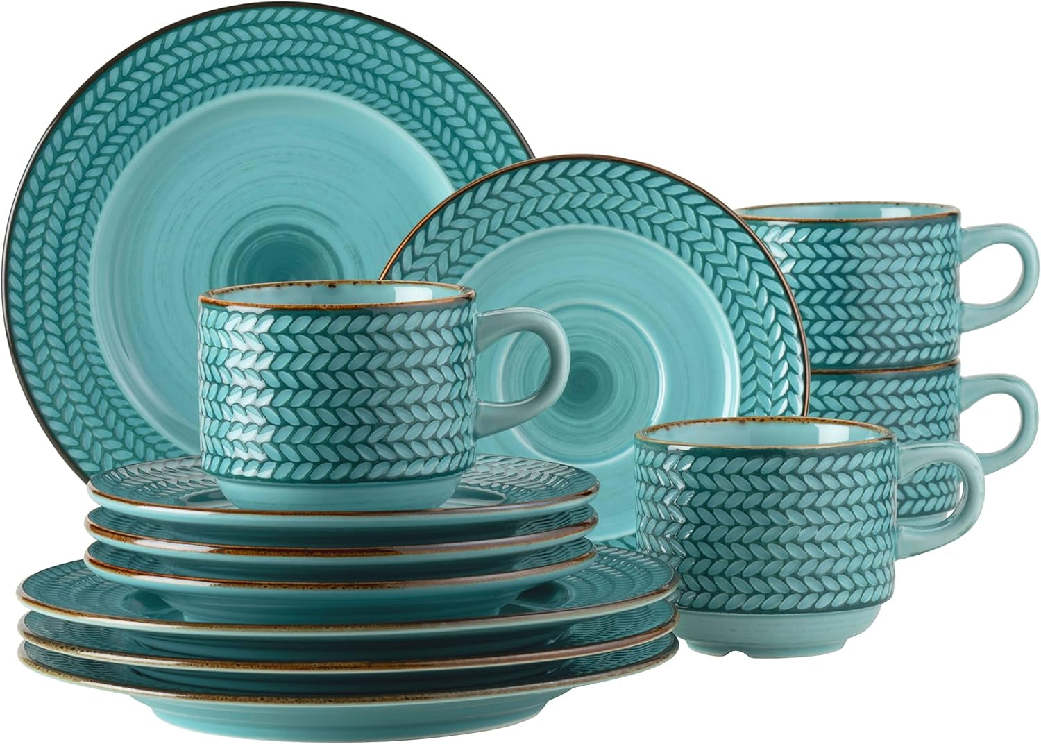 Zestaw do kawy Prospero Premium dla 4 osób, jakość restauracji, 12-częściowy nowoczesny serwis do kawy w unikalnym stylu vintage, trwała porcelana, niebieski