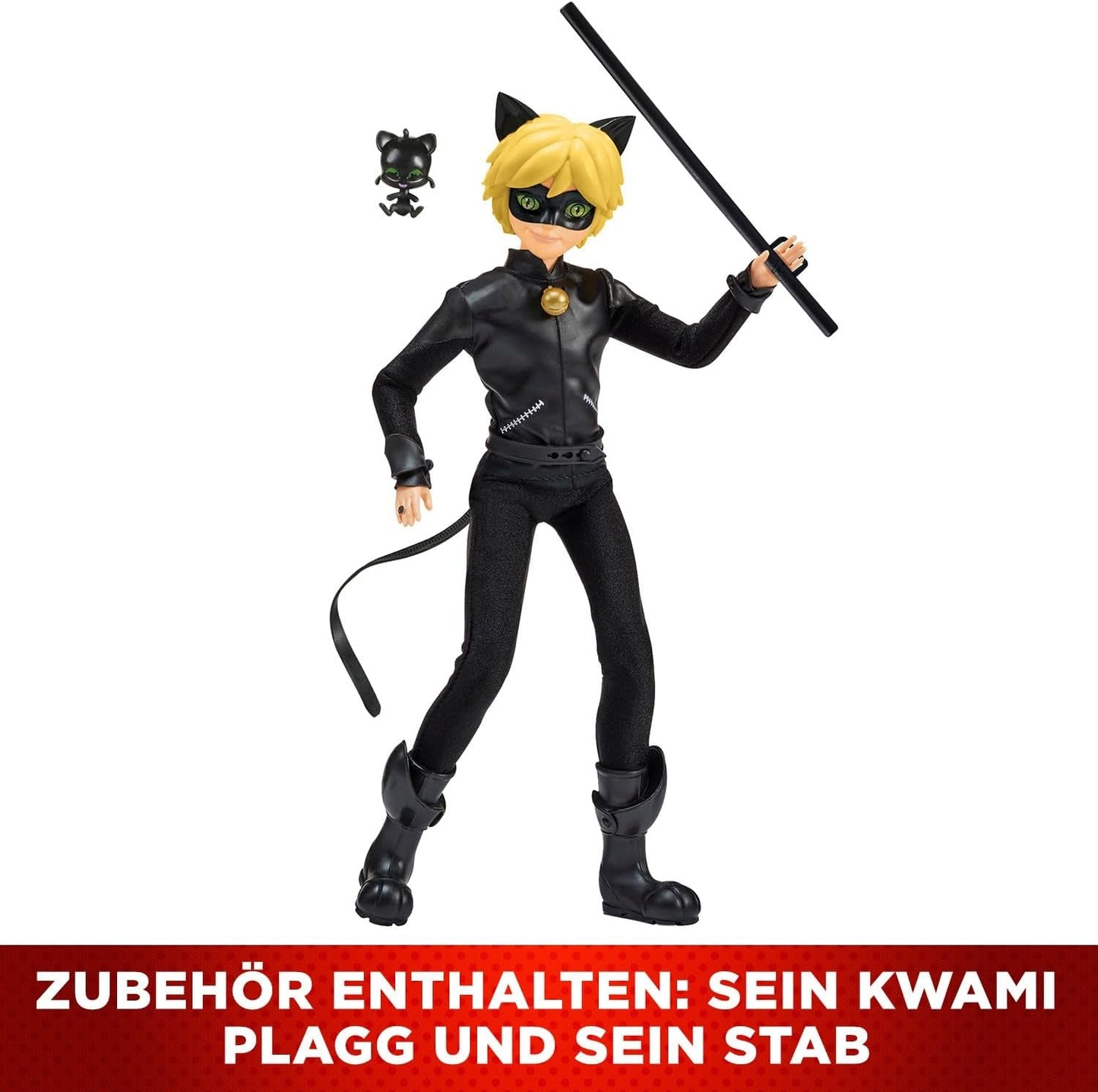 BANDAI - Cudowna Biedronka - Lalka Manekin 26 cm - Motan Noir - Oficjalnie licencjonowany Miraculous - Przegubowa lalka Motan Noir - Zabawka dla dzieci w wieku od 4 lat - P50002