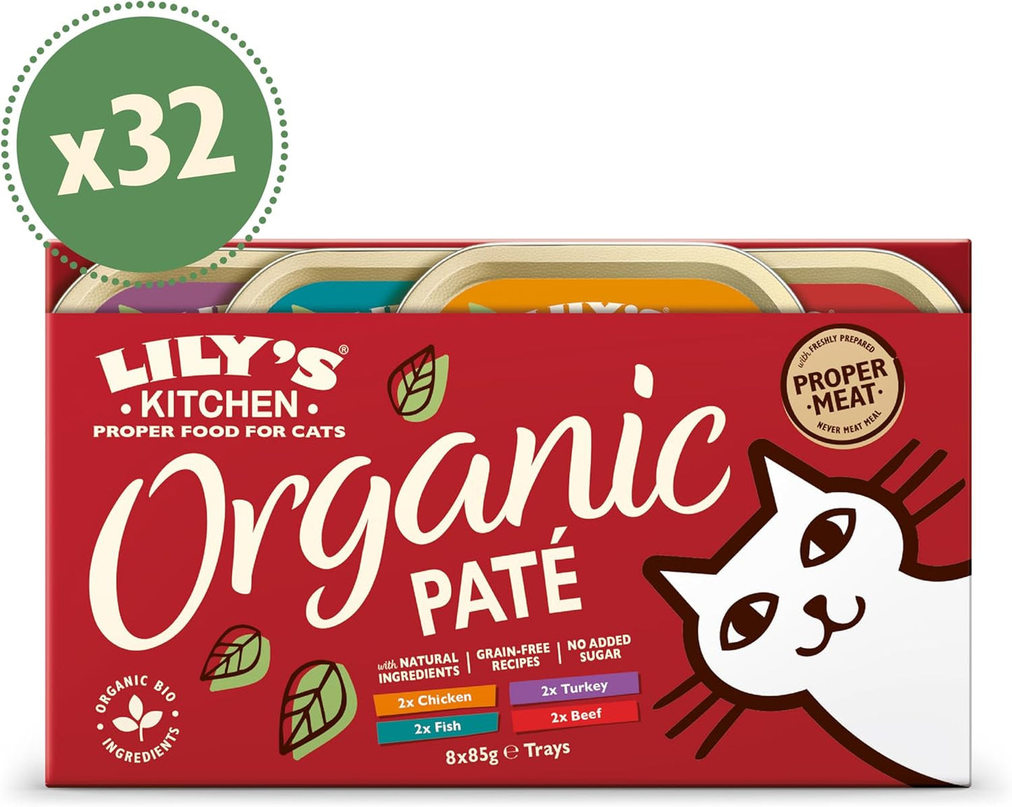 Lily's Kitchen Naturalny składnik Mokra karma dla dorosłych kotów, opakowanie wielotacowe Organiczna, bez zbóż, 4 x (8 x 85 g)