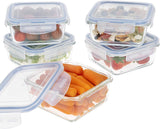 Max Home 8-pakowe szklane, hermetyczne pojemniki Szklane pudełko śniadaniowe do kuchenki mikrofalowej Zamykane pojemniki na żywność 550 ml przezroczyste pokrywki Pojemniki na żywność (16538) Pudełka do przechowywania żywności Naty Shop