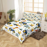 Zestaw pościeli samochodowej Jungen 135X200,Kinder Bau Fahrzeuge Tröster Abdeckung Für Kind Kleinkind Teens,Dinosaurier Bettbezug,Traktor Maschinerie Bagger Bettdecke Abdeckung,Lkw Autos Bettdecke Naty Shop