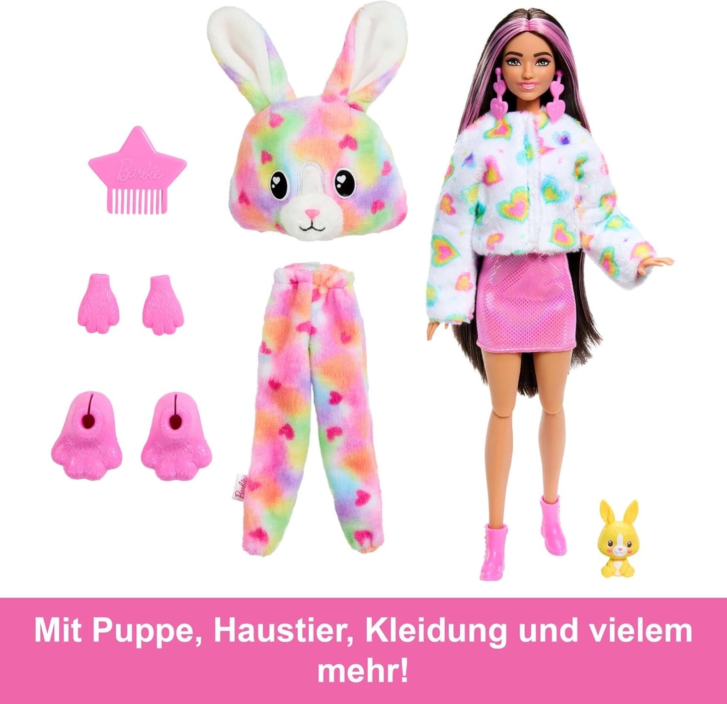 Lalka Barbie Cutie Reveal i akcesoria, strój pluszowego króliczka Batik i 10 niespodzianek zmieniających kolor, seria Color Dream, lalki HRK38 Naty Shop