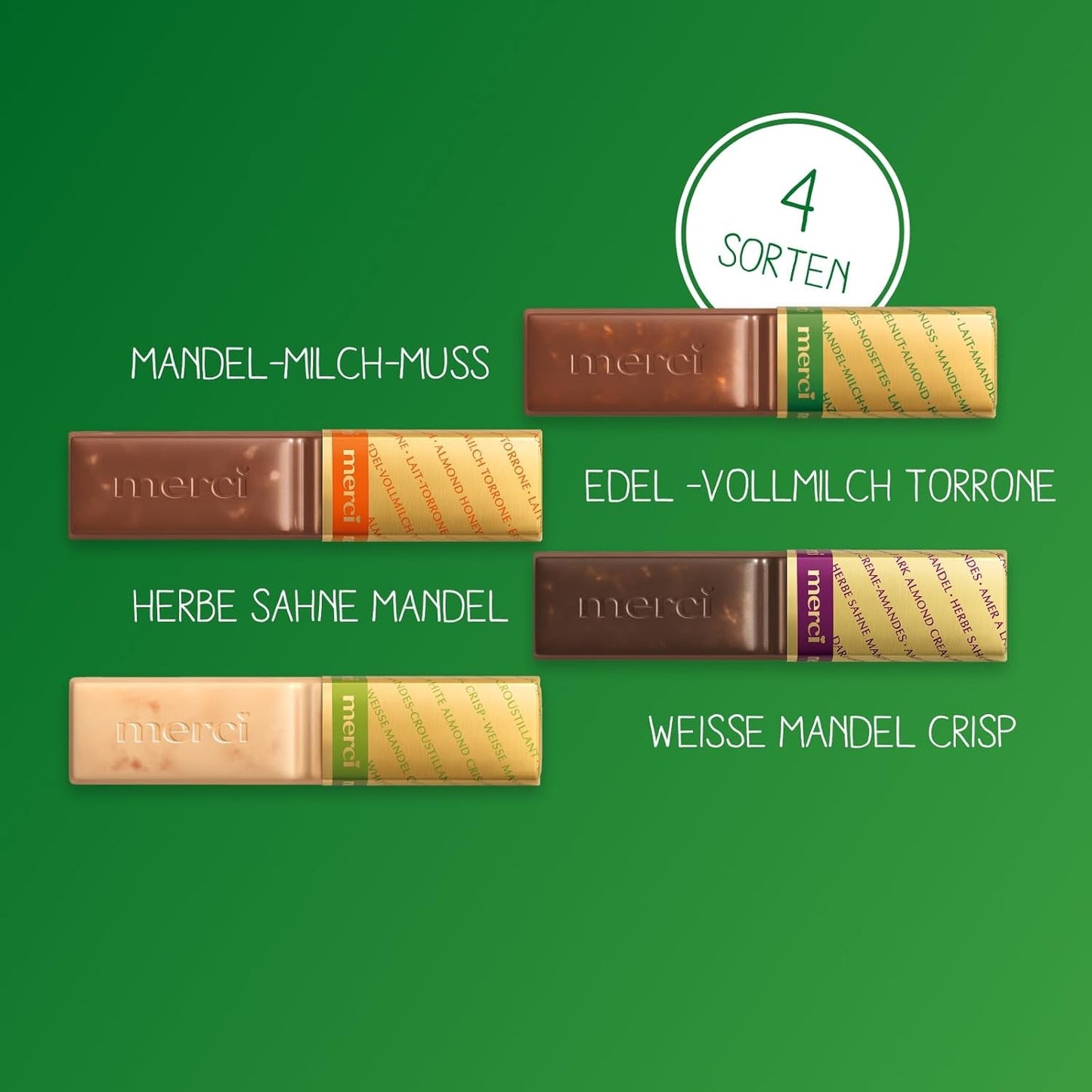 merci Finest Selection Almond Crunch Variety – 1 x 250 g – Wyrafinowane specjały z orzechami i czekoladą – Praliny z nadzieniem i bez