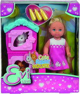 Simba 105733041 - Evi Love Puppy Love with TRZY szczenięta, z budką dla psa i akcesoriami, modna lalka, 12 cm, dla dzieci w wieku 3+