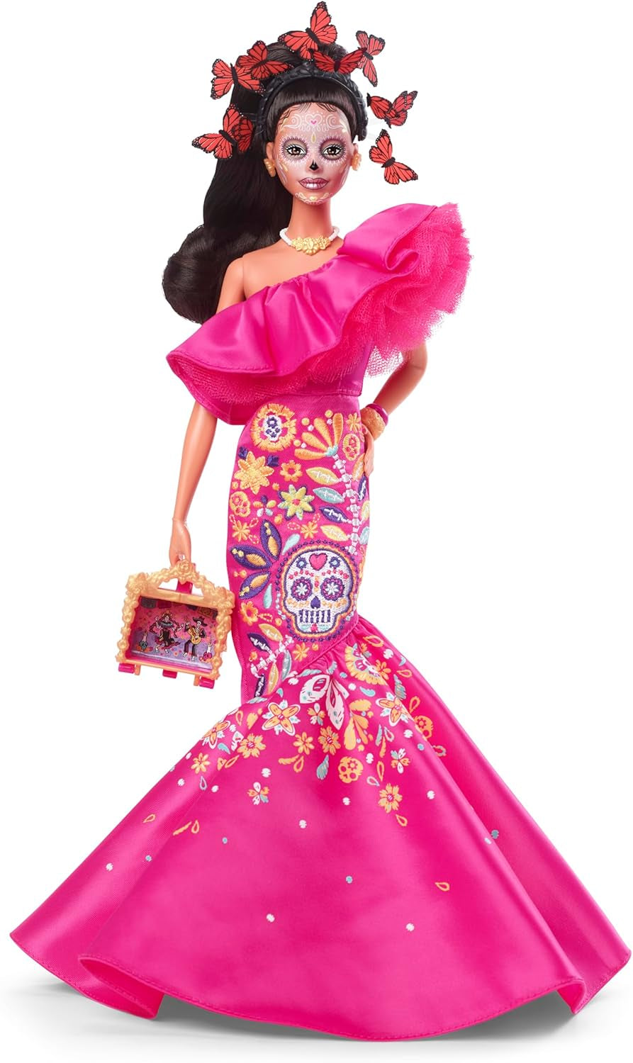Lalka Barbie Day of the Dead – edycja limitowana z tradycyjnym strojem i biżuterią, zawiera stojak i certyfikat kolekcjonerski, dla kolekcjonerów i fanów w wieku od 6 lat, HJX14