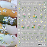 5 sztuk Geprägte Gänseblümchen Nagelsticker Selbstklebend Blumen Nagelaufkleber Gänseblümchen Schmetterling Nagel naklejka Nageldesign Aufkleber Nägel Zubehör Blume naklejka do paznokci kwiat naklejki do paznokci