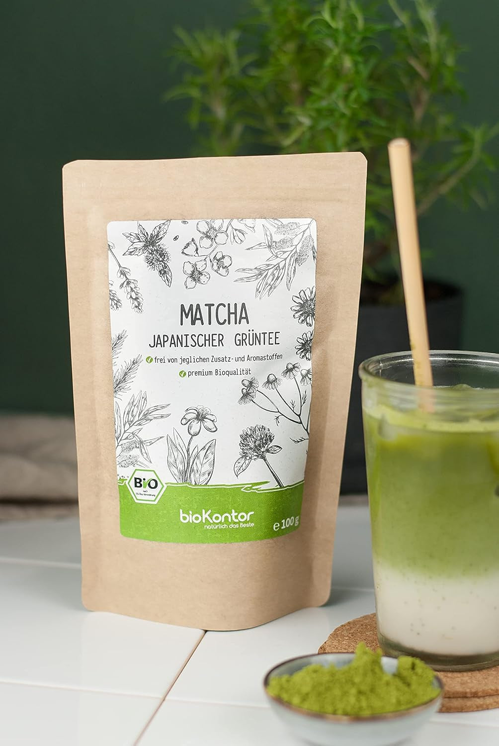 BIO Matcha w proszku 100 g I Bez dodatków - 100% naturalna I Japońska herbata Premium Matcha I Zielona herbata w proszku z
