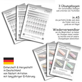 Übungsbögen Nageldesign Nailart (Grundlagen) 3Er Set Übungsbogen Starterset Übung Schulung Tipps Nagelset Nagelart Zubehor Zubehör Nail Art Zum Lernen Ohne Naklejki Naklejki Folie Brush Stamper ÜB001