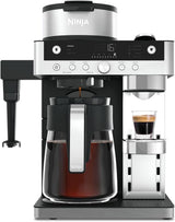 Ninja Prestige Ekspres przelewowy 2 w 1 z kapsułkami i zintegrowanym spieniaczem mleka, do latte, kawy mrożonej i płaskiej bieli, czarny CFN802EU