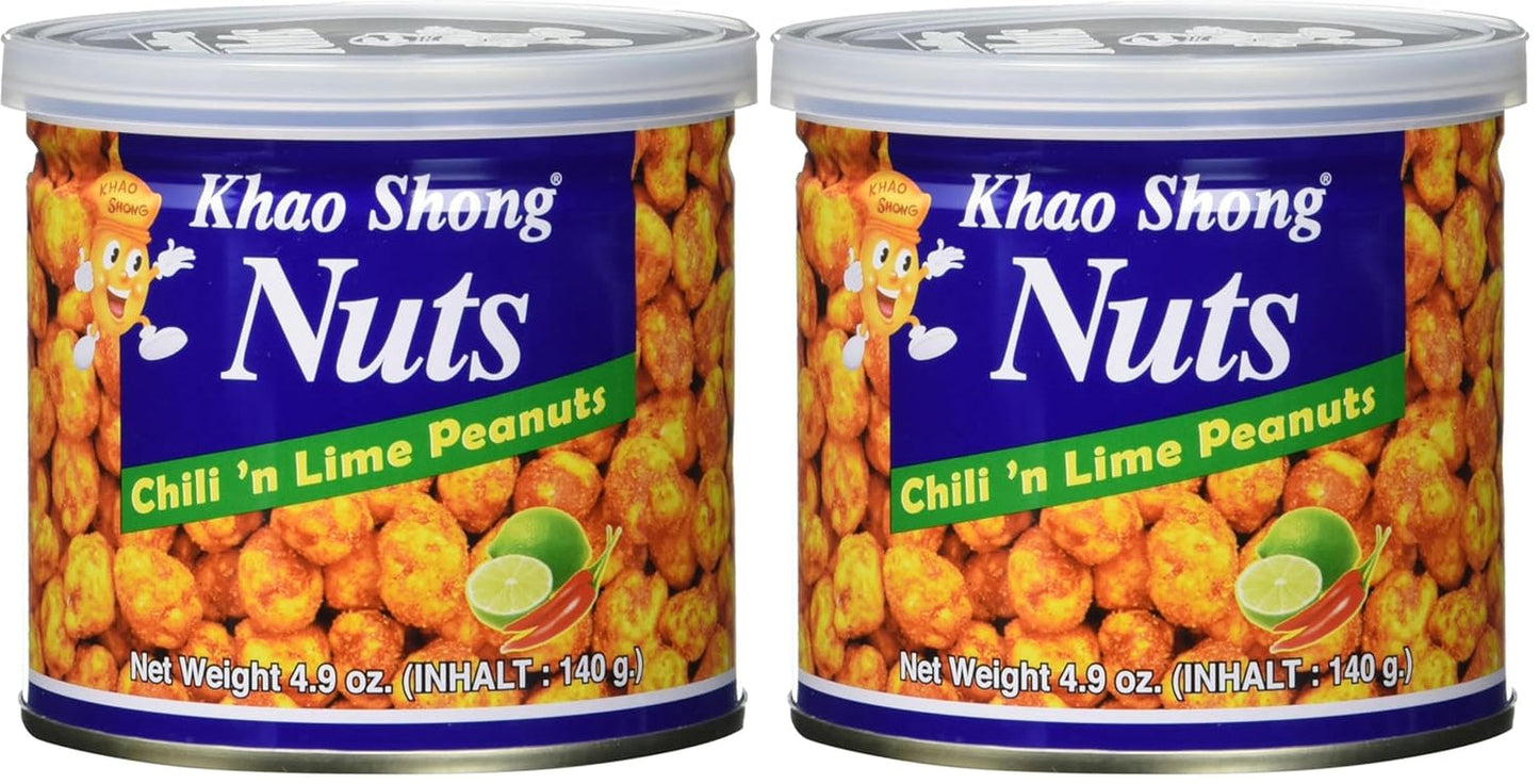 Khao Shong Smażony zielony groszek z wasabi, chrupiący groszek w pikantnej panierce, niskotłuszczowa alternatywa dla orzechów, średnio ostry, puszka 1 140 g | 140 g (1 opakowanie)