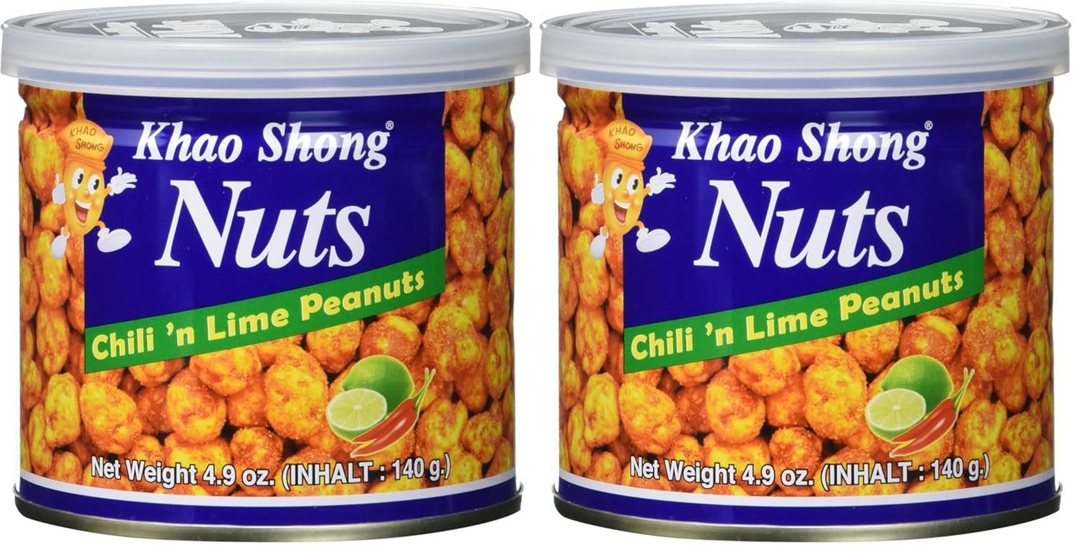 Khao Shong Smażony zielony groszek z wasabi, chrupiący groszek w pikantnej panierce, niskotłuszczowa alternatywa dla orzechów, średnio ostry, puszka 1 140 g | 140 g (1 opakowanie)