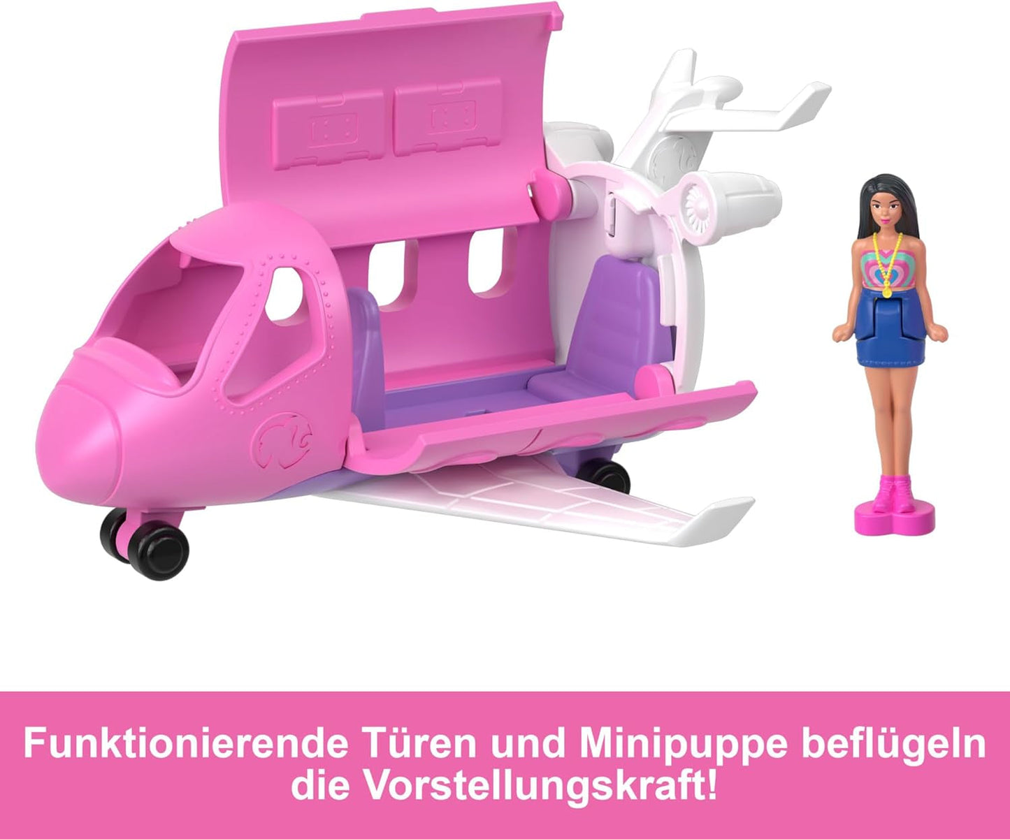 Mini BarbieLand Zestawy lalek Barbie i pojazdów zabawkowych, lalka 1,5 cala i kultowy pojazd-niespodzianka zmieniająca kolor, HYF40