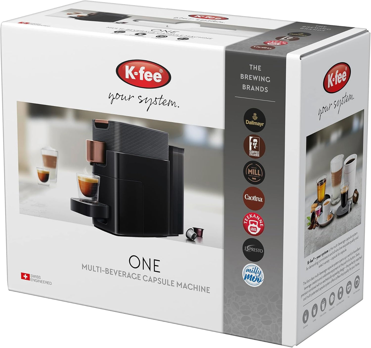 Ekspres do kawy z kapsułkami K-FEE ONE do kawy, herbaty i kakao | Kompaktowe espresso | Szybkie nagrzewanie | Zbiornik na wodę 0,8 l | 19 taktów | Czarna miedź | Zwycięzca testu Stiftung Warentest 2023