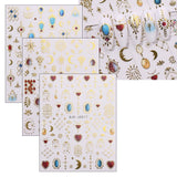 JMEOWIO Nagelsticker Herz Mond Stern 9 Blatt Nail Art Naklejka Selbstklebend Nagelaufkleber Bunt Dekoration Nageldesign Zubehör