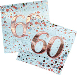 Serwetki Sparkling Fizz 60 Th w kolorze różowego złota 33 cm x 33 cm, 3-warstwowe, 16 sztuk