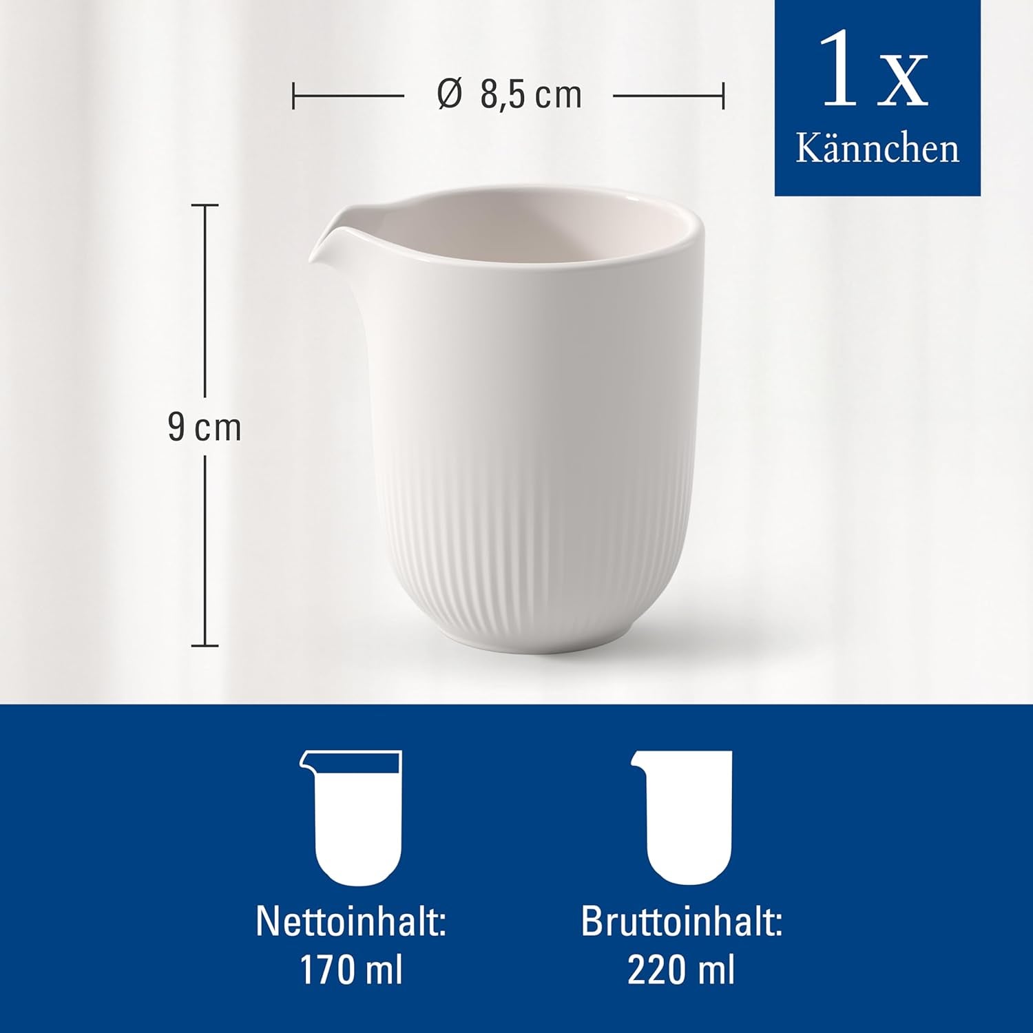 Villeroy & Boch - Kubek na mleko Afina 170 ml, biały, można myć w zmywarce, można używać w kuchence mikrofalowej, karafka na mleko, akcesoria do kawy, dzbanek ceramiczny, spodek, zastawa stołowa, porcelana Premium