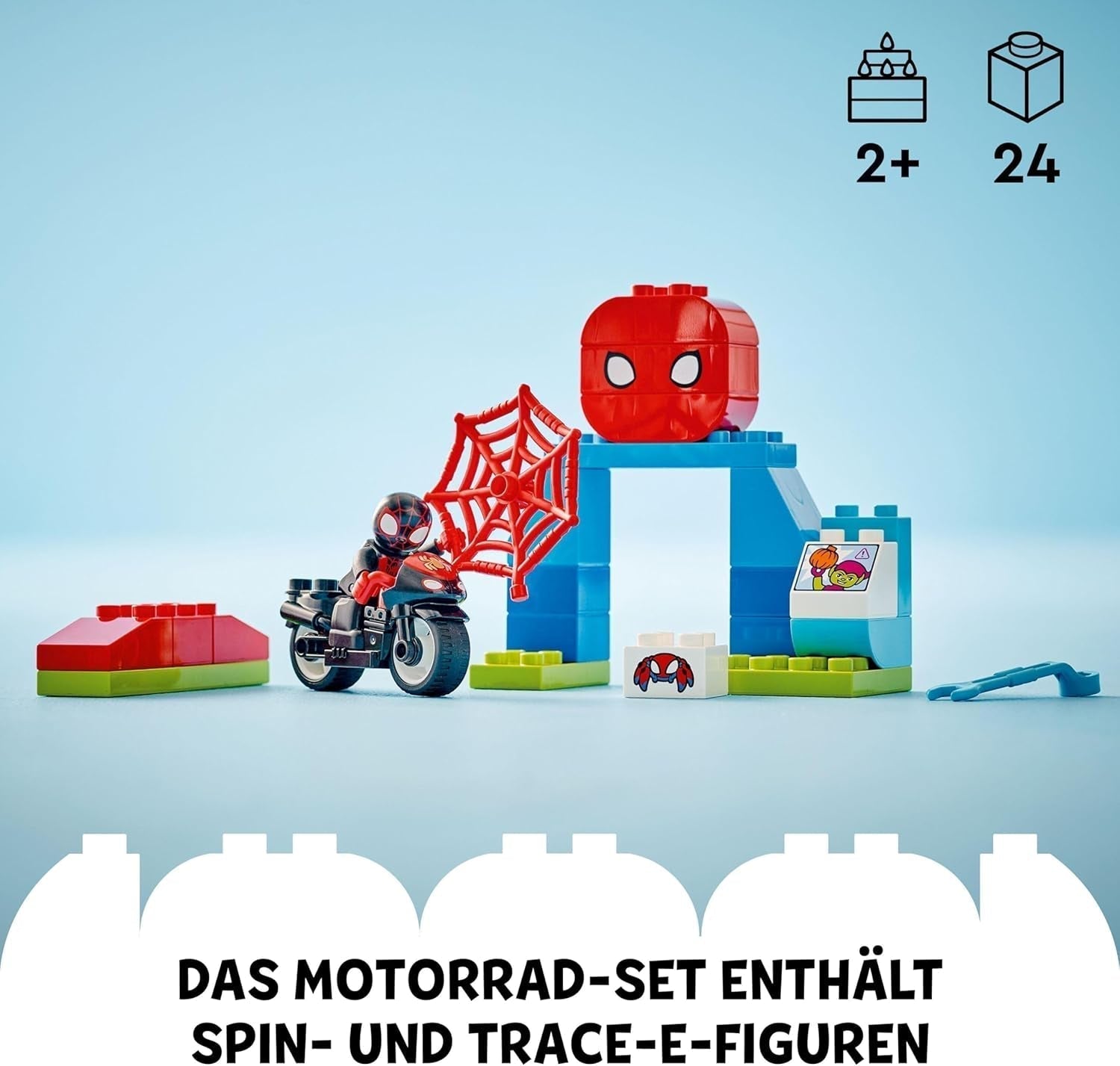 LEGO DUPLO Marvel Spins Motocyklowa przygoda, zestaw fantasy do serialu telewizyjnego Spiderman i jego super przyjaciele, zabawka edukacyjna do budowania i przebudowy dla dzieci w wieku od 2 lat 10424 Zestawy do budowania Besuche den LEGO-Store