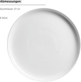 MĘSER, seria Navina, zestaw zastawy stołowej na 6 osób, biała porcelanowa zastawa stołowa, ponadczasowa, porcelana, biała