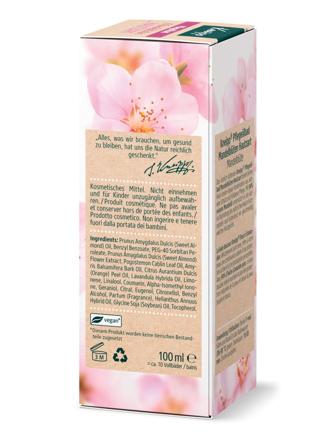 Kneipp, olejek do kąpieli z 94% czystego olejku migdałowego, do skóry suchej i wrażliwej - 100 ml Prysznic i kąpiel Naty Shop
