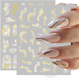 9 Blatt Nagelsticker Französische Spitzenmarmor Nagelaufkleber Selbstklebend Weißes Złota naklejka artystyczna do paznokci Dekoration Nageldesign Zubehör