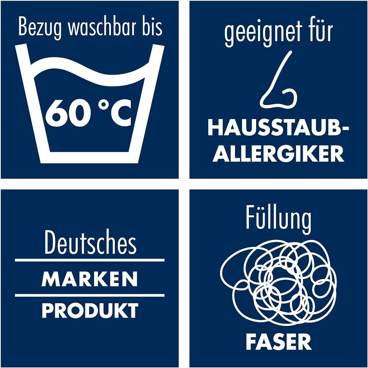 Poduszka Irisette Noblesse - Made in Germany - Poduszka ze zdejmowanym pokrowcem wykonana z czystej bawełny, 80 X 80 cm, poduszki z certyfikatem Oeko-Tex Naty Shop