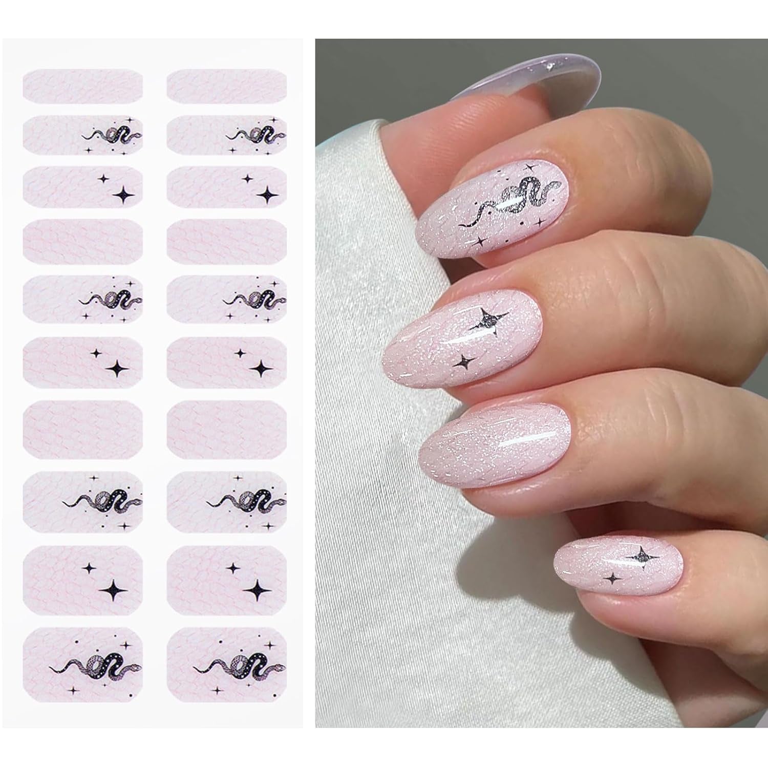 JMEOWIO Nagelfolie UV Härtend Schlange Stern Żelowe paski do paznokci UV Nagelsticker Nagelaufkleber Nail Art Dekoration Nageldesign Zubehör