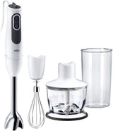 Braun Multiquick 3 MQ 3135 Sos Stabmixer – Pürierstab Mit 11 Geschwindigkeiten plus Turbo-Stufe & Edelstahl-Mixfuß, 750 Watt, Inkl. 600 ml Mix-/Messbecher, Schneebesen & Zerkleinerer, Weiß/Grau Kitchen Naty Shop Single Mq 3135 - 3 w 1