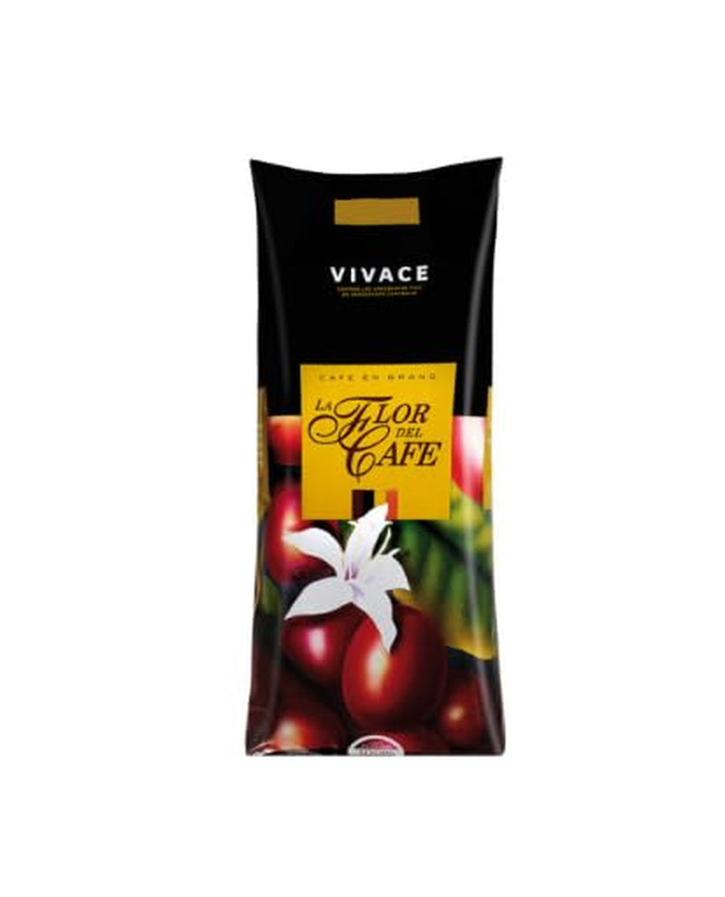 Flor del Café Vivace Naturalna kawa 100% palona arabika, całe ziarna, intensywny aromat, średnio ciemne palenie, 10 kg (10 x 1 kg)