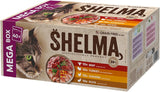 Shelma Mokra karma dla kotów Megapack z wołowiną, indykiem, kurczakiem i kaczką - Kompletna karma bezzbożowa o wysokiej zawartości mięsa - 40 x 85 g (3,4 kg)