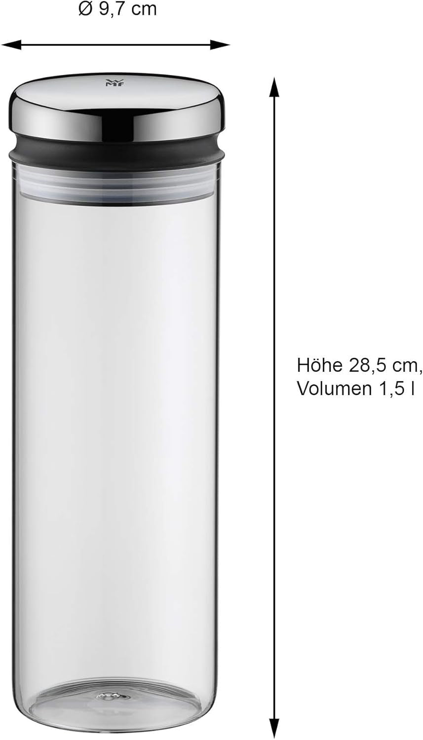 WMF Depot szklany słoik do przechowywania 1,5 l, wysokość 28,5 cm, słoik do przechowywania z pokrywką & Szklany słoik do przechowywania Depot 2 l, wysokość 36 cm, słoik do przechowywania z pokrywką Pudełka do przechowywania żywności Naty Shop