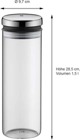 WMF Depot szklany słoik do przechowywania 1,5 l, wysokość 28,5 cm, słoik do przechowywania z pokrywką & Szklany słoik do przechowywania Depot 2 l, wysokość 36 cm, słoik do przechowywania z pokrywką Pudełka do przechowywania żywności Naty Shop