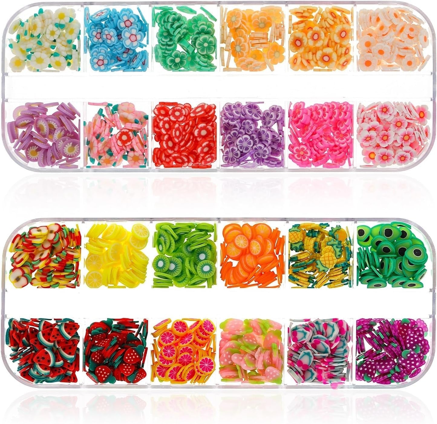 1000 Stk Nagel Obst Scheiben, Nagelkunst Fruchtscheiben Charms Śliczne Obst-Blumen Charms Mieszany zestaw Mini 3D Obstscheibe Nail Art Zum Nagelkunst Handy Deko DIY Schleimbasteln Ozdoba Scrapbooking