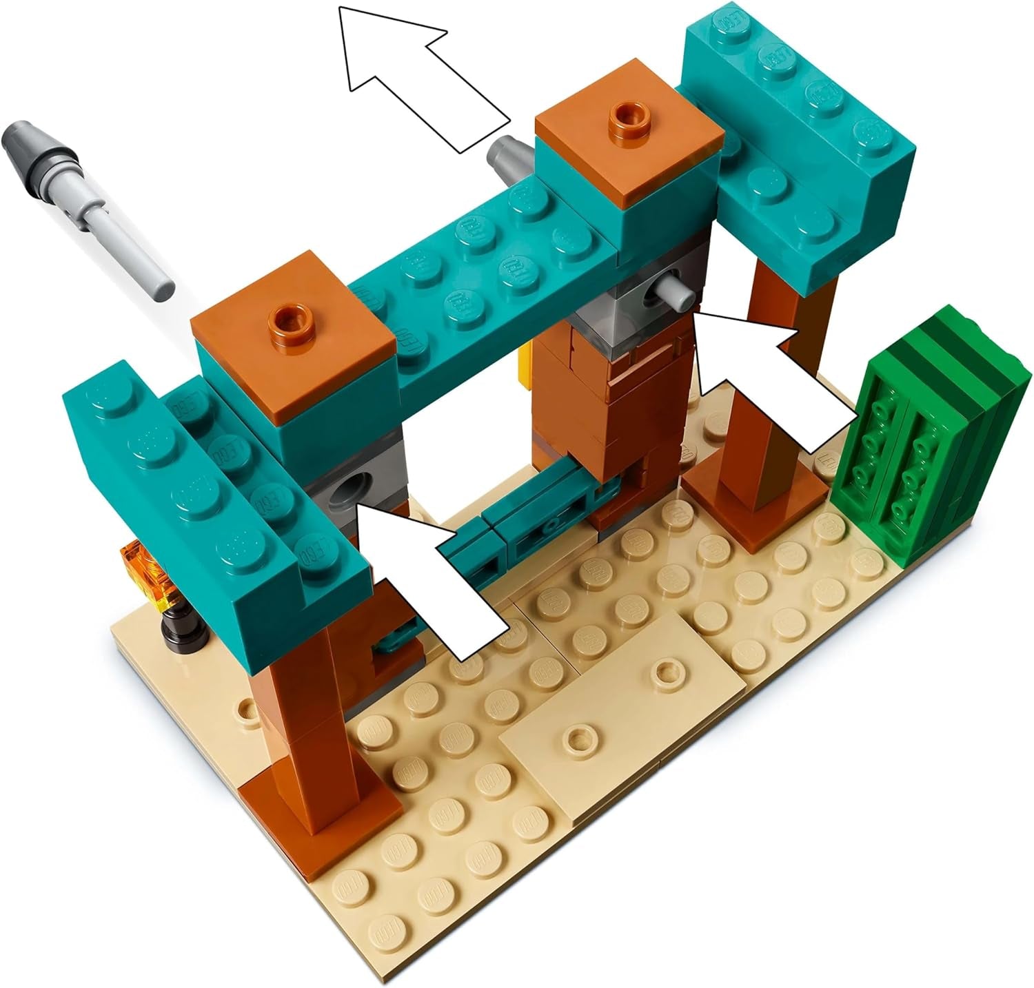 LEGO Minecraft Zestaw gier wideo Pustynny patrol Illager dla dzieci, minizabawka placówki i trzy minifigurki, w tym łupieżca, sługa i rycerz-kaktus 21267 Zestawy do budowania Kup w sklepie LEGO