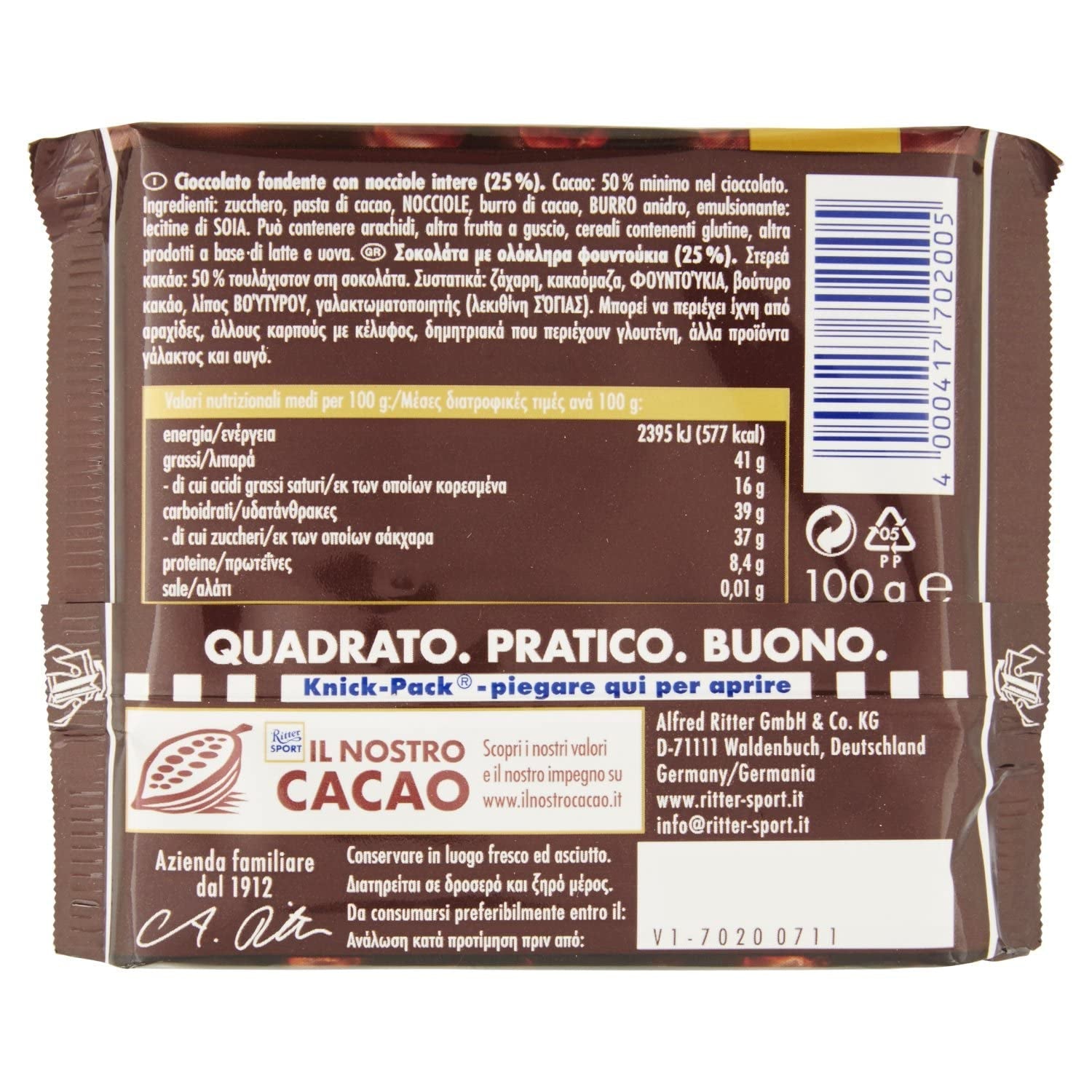 RITTER NK CAŁE ORZECHY CZARNE 100 G