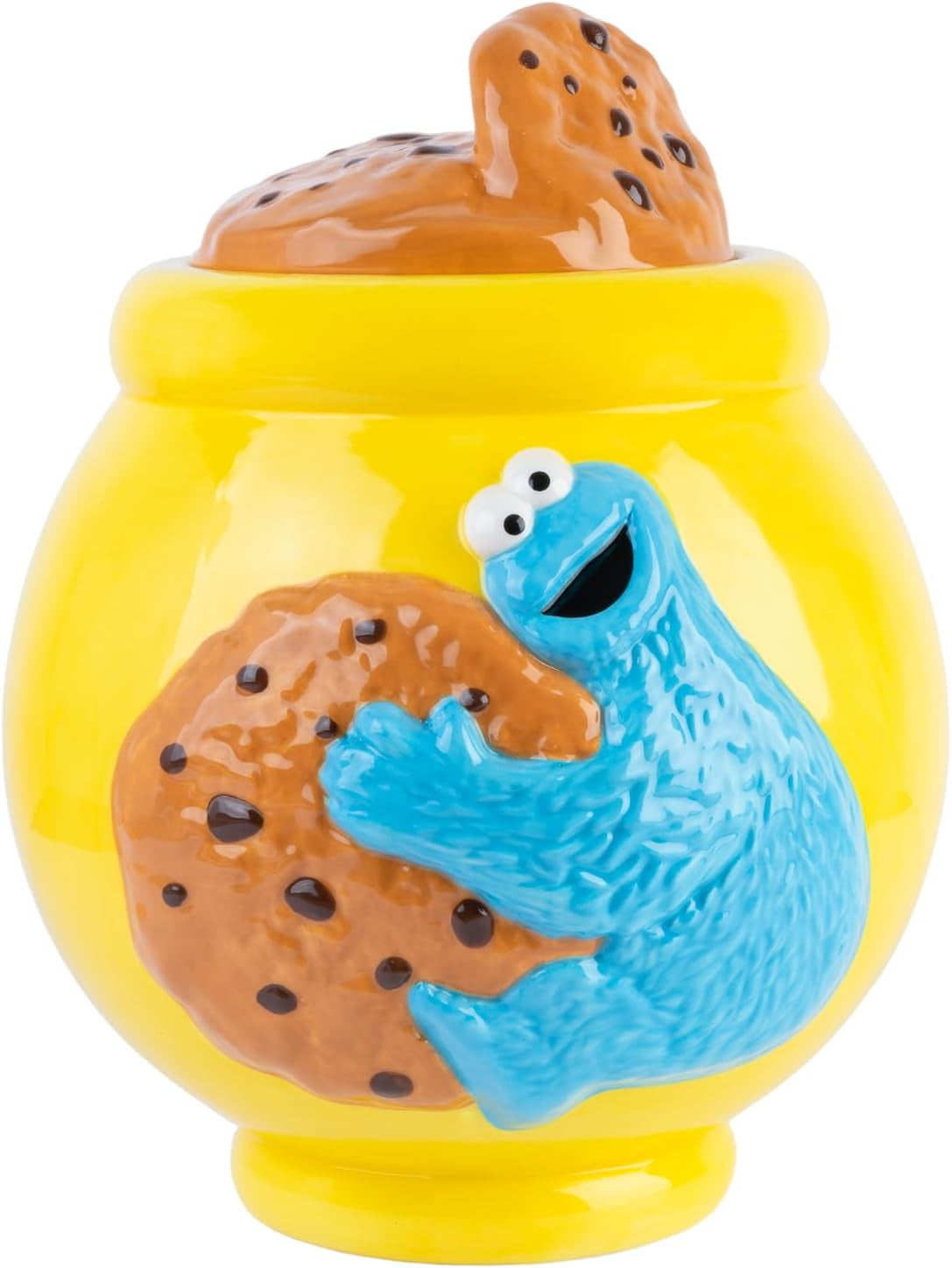 Grupo Erik Ceramiczny słoik na ciasteczka Ulica Sezamkowa Cookie Monster - Słoik na ciasteczka z pokrywką Duży 21,0 x 27,0 x 22,0 cm Słoik do przechowywania z pokrywką Oficjalne pudełka do przechowywania żywności z ulicy Sezamkowej Naty Shop Baloo