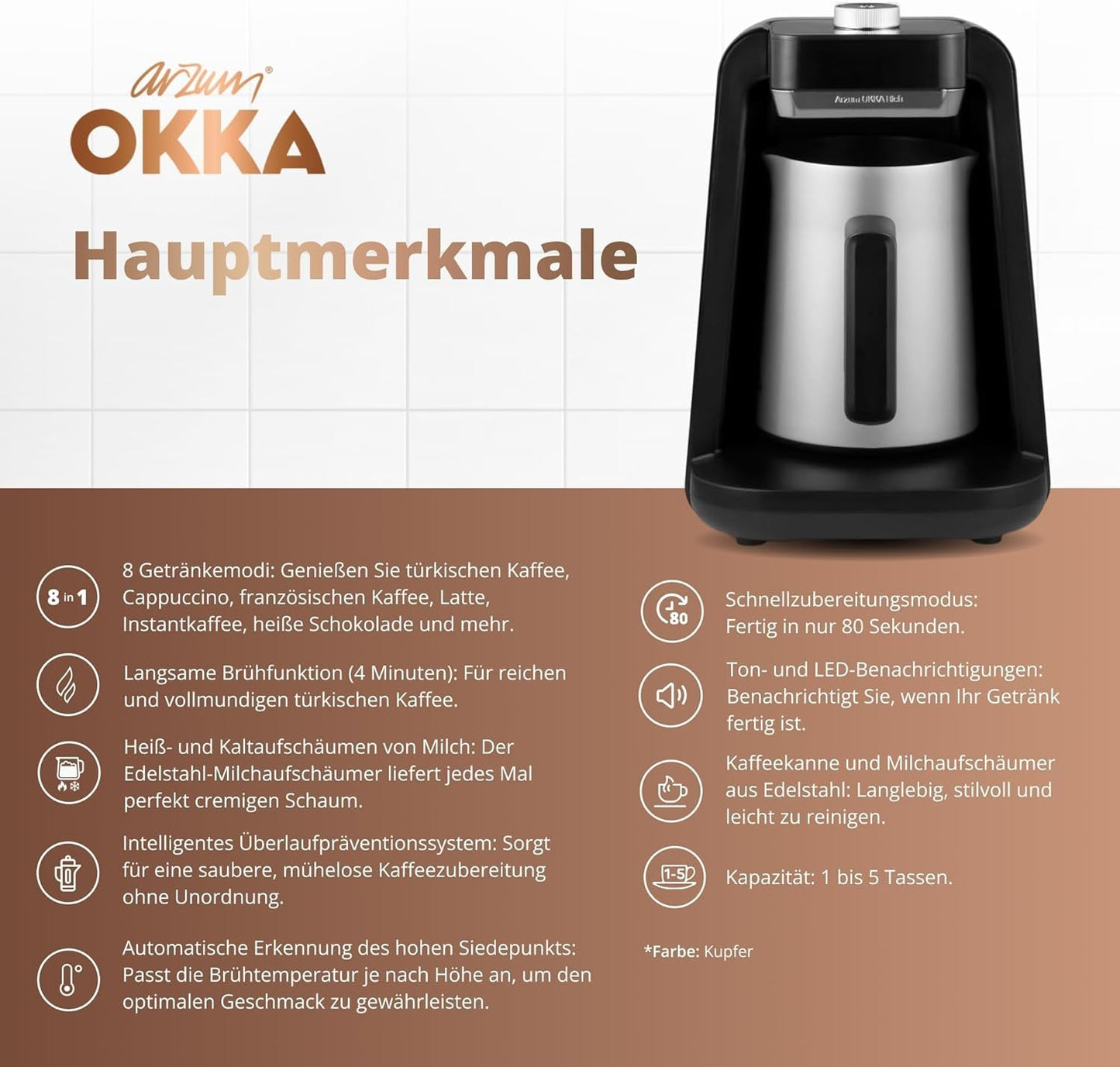 EKSPRES DO KAWY PO turecku Arzum OKKA RICH SPIN PRO (chrom)