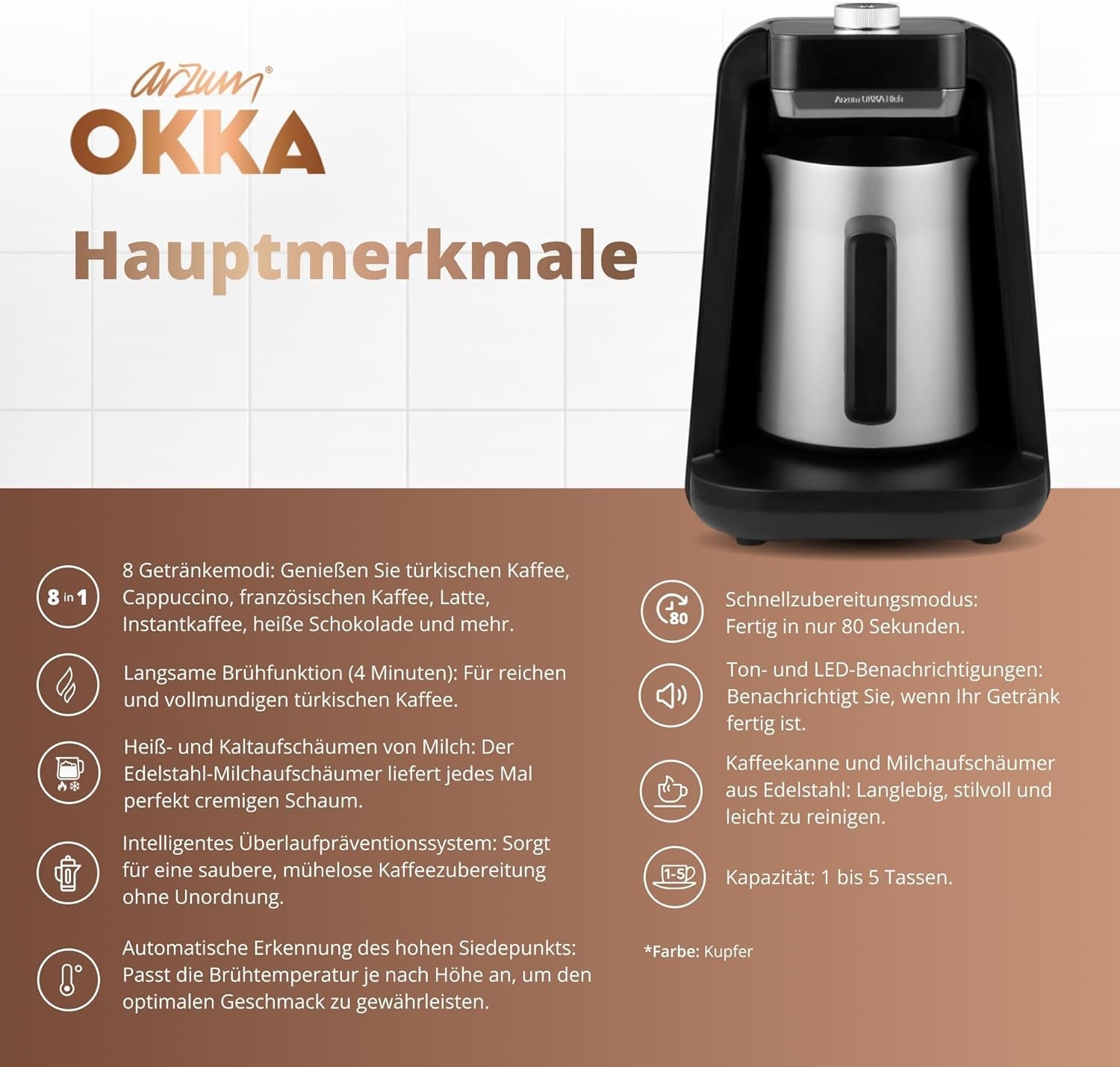 EKSPRES DO KAWY PO turecku Arzum OKKA RICH SPIN PRO (chrom)