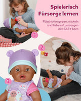 BABY Born Eva - laleczka bobas 43 cm - 10 funkcji, w tym akcesoria i materacyk - W pełni działa bez baterii - Odpowiednia dla dzieci w wieku od 3 lat