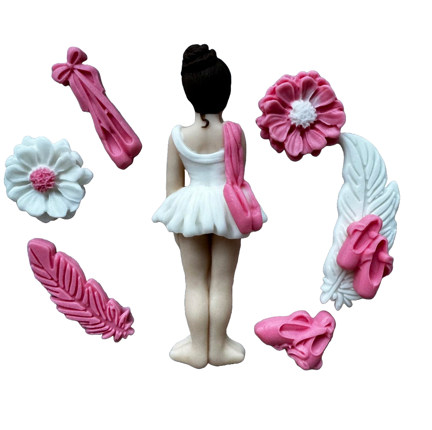 Zestaw 8 jadalnych dekoracji z cukru, dekoracje z pasty cukrowej Ballerina Naty Shop