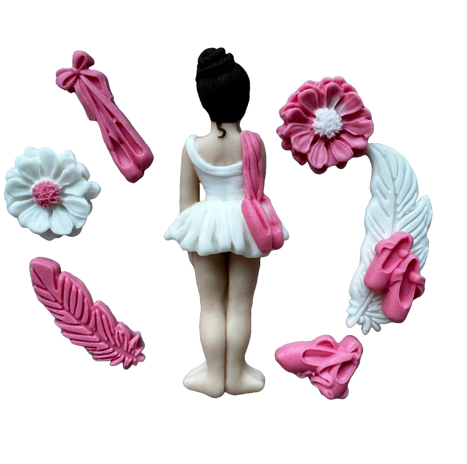 Zestaw 8 jadalnych dekoracji z cukru, dekoracje z pasty cukrowej Ballerina Naty Shop