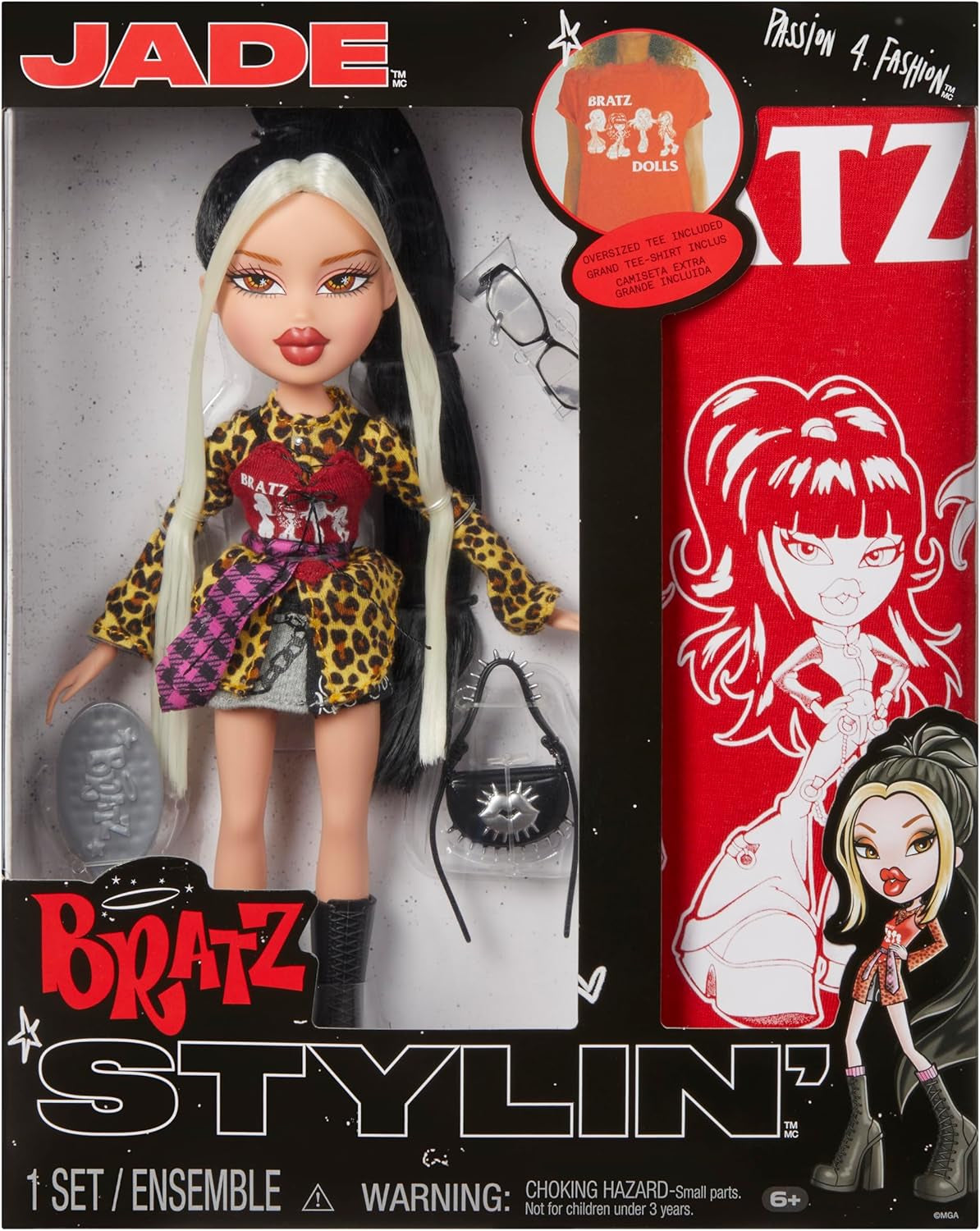 Modna lalka w stylu T-shirtu Bratz Stylin' Jade zawiera akcesoria Urocza zabawka dla dziewczynki