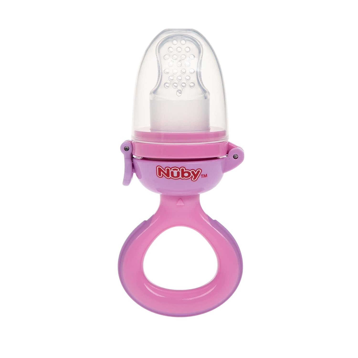 Nuby Silikonowy podajnik owoców Nibbler - Podajnik owoców dla niemowląt 6 miesięcy i małych dzieci - Gryzak do owoców, warzyw i przecierów - Bez BPA - Różowy - 6+ miesięcy