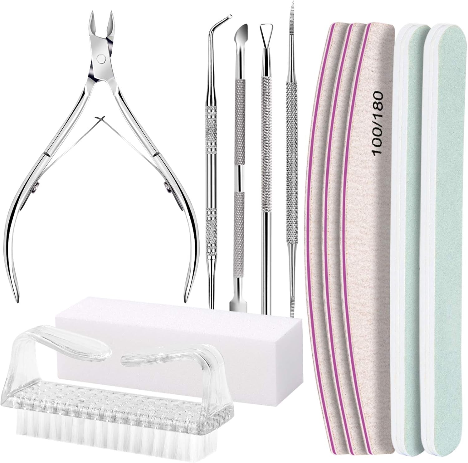 Zestaw do manicure FANDAMEI, Buffer Für Nägel, Nagelfeile 100/180, Nagelfeilen Für Gelnägel, Nagelhautschieber, Buffer Für Gelnägel, Feilen Für Gelnägel, Nagelzange, Zestaw Nagelfeilen, Zestaw do manicure i pedicure
