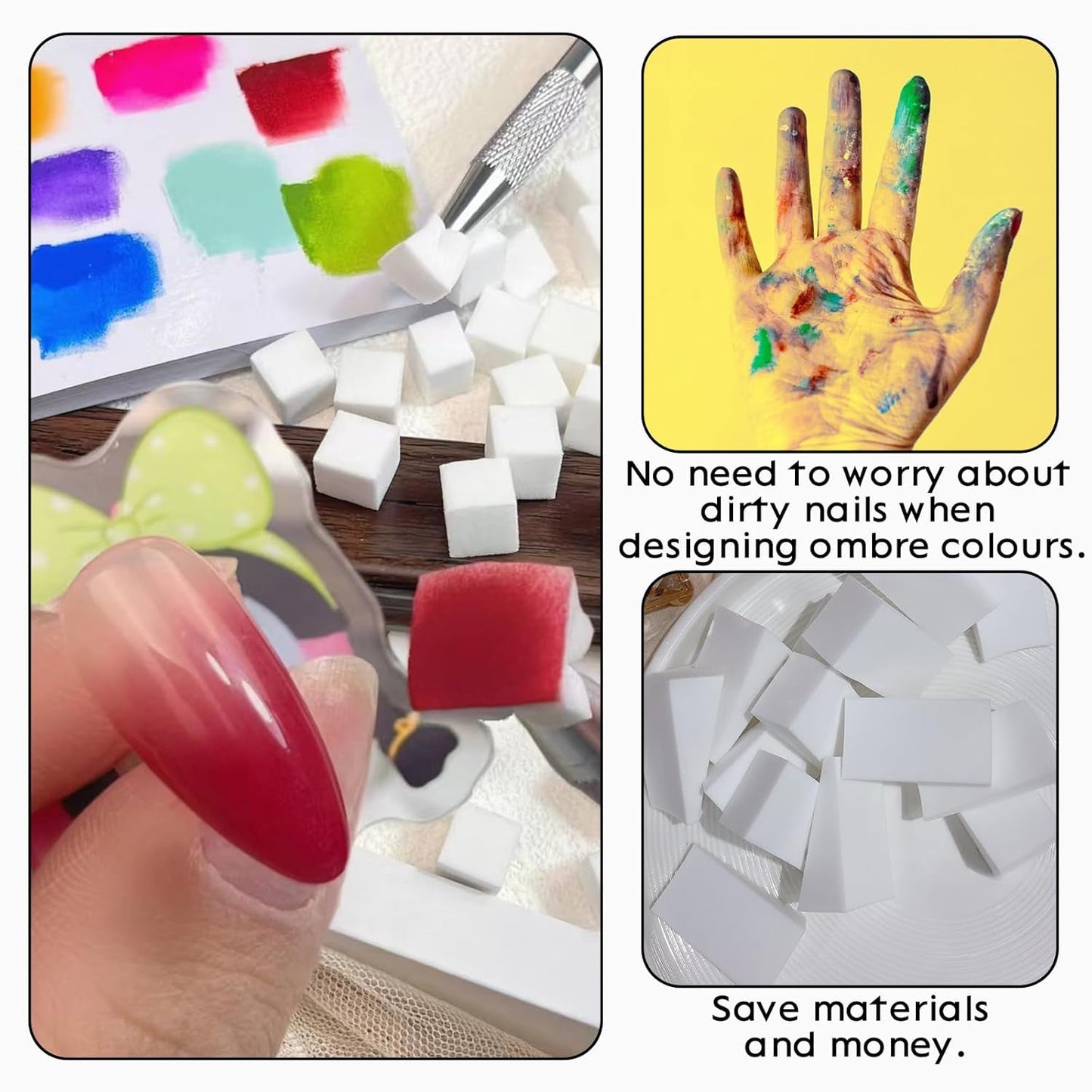 100 Stück Nail Art Schwamm Mit Metallgreifer, Gąbkowy aplikator w pędzelku, Sponge Nagel Pinsel, Nageldesign Zubehör Schwammpinsel, Verwendet, Um Eine Varavländ Von Gradient Nail Art Patterns Zu Ersetlen
