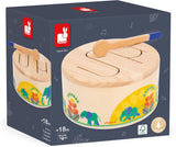 Janod - Gioia Drum - Drewniany bęben FSC + bęben - Odgrywanie ról i wczesna edukacja muzyczna - Akwarela - Od 18 miesiąca, J07650 Bebe Toys Naty Shop