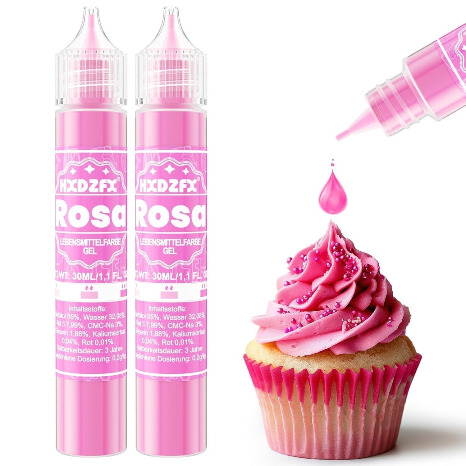 Barwnik spożywczy w żelu - HXDZFX 2×30ml, barwnik spożywczy bez cukru, silnie skoncentrowany, do dekoracji ciast, białej fondantu, makaroników, ciasteczek, wypieków, pisanek, śluzu (fiolet winogronowy)