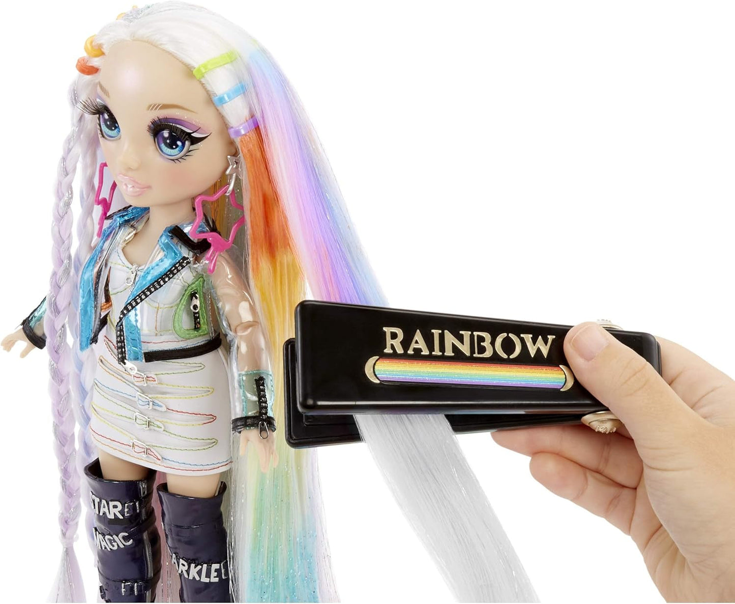 Rainbow High Hair Studio – ekskluzywny zestaw lalek Amaya Raine z długimi włosami do stylizacji – zawiera zmywalną kredę do włosów, szczotkę do włosów i akcesoria – prezent dla dzieci w wieku od 6 lat