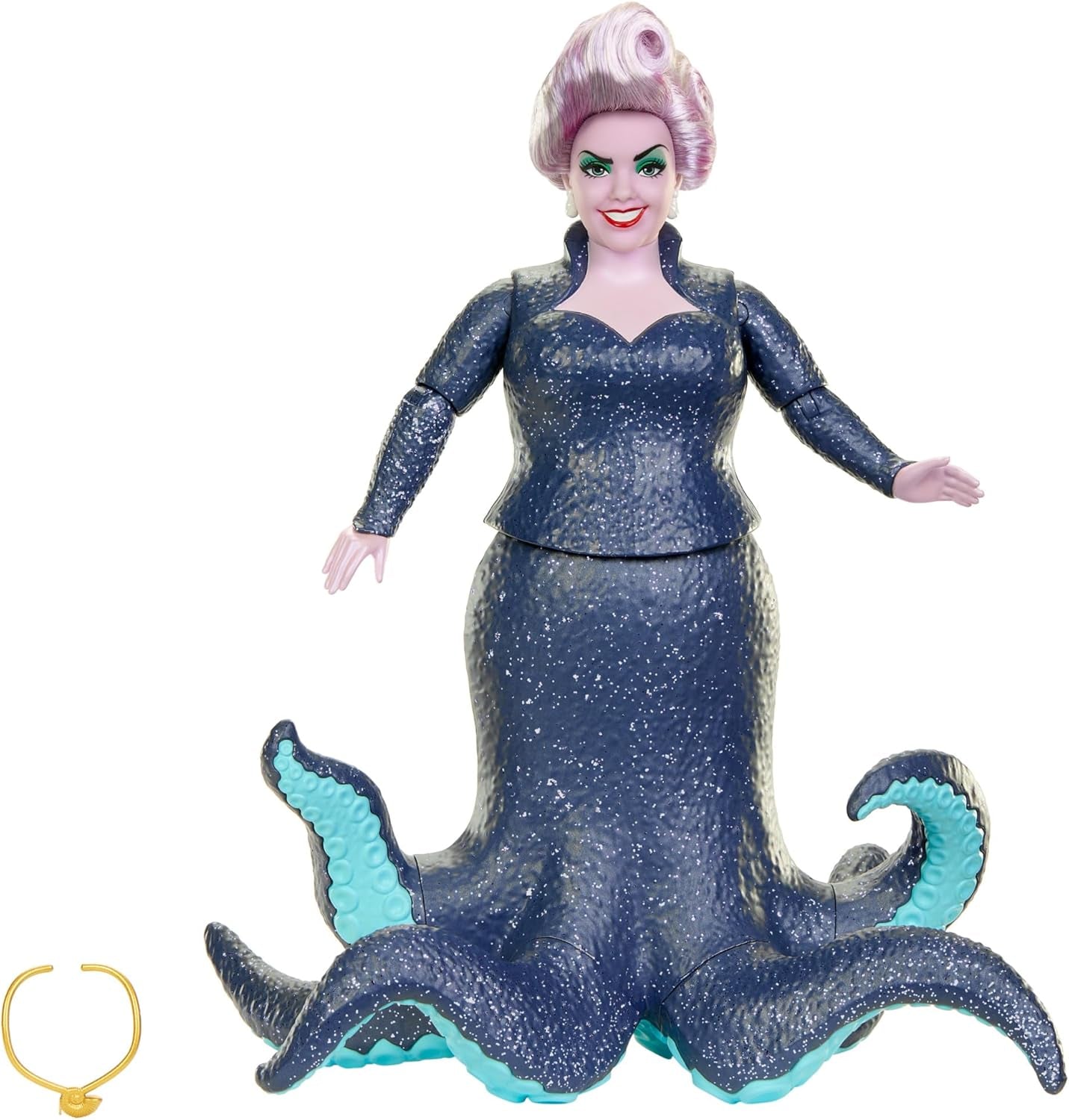 Mattel DISNEY Ariel Mała Syrenka - Urszula z mackami, odpinanym naszyjnikiem i lawendowym kokiem zapewniającym niekończącą się zabawę stylizacyjną, odpowiednia dla dzieci od 3. roku życia, HLX12