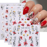 JMEOWIO 3D Nagelsticker Blumen Nail Art Naklejka Selbstklebend Nagelaufkleber 5D Stereoskopisch Frühling Sommer Dekoration Nageldesign Zubehör 4 Blatt